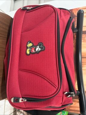 Red Travel Pouch with Mickey Mouse Zipper Pull